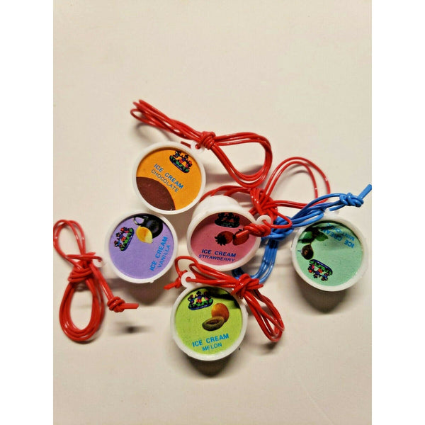 Vintage 10 Ice Cream Cups Necklace Charms Vending Machine Toy New Old Stock
