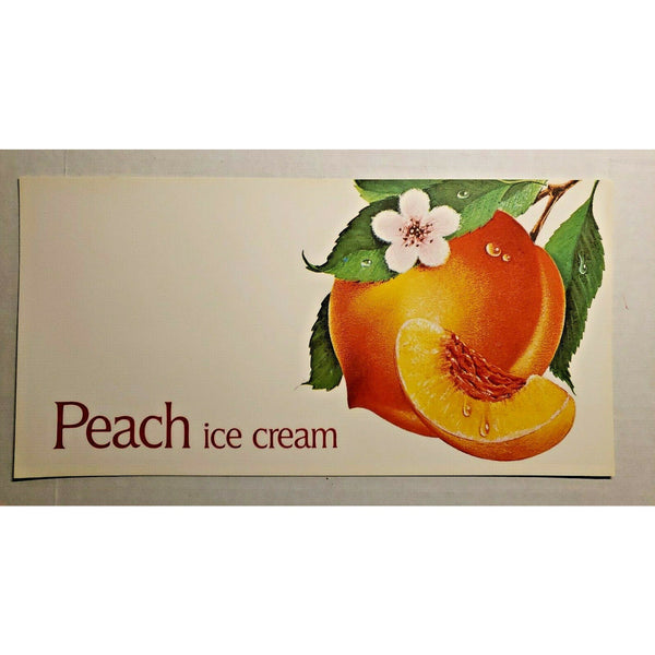 Vintage Ice Cream Parlor Diner Peach Ice Cream Paper Sign New WS8C