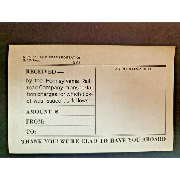 Vintage pennsylvania railroad company transportation receipt blank new unused