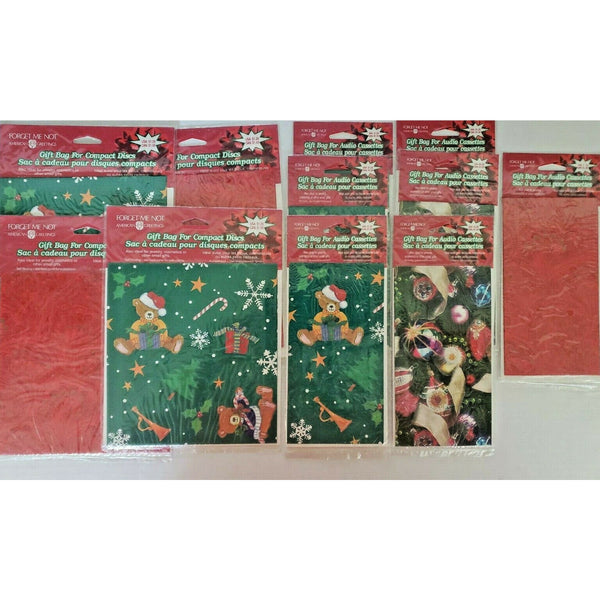 Vintage DVD/Cassette Christmas Gift Bags American Greetings Forget Me Not Lot 10