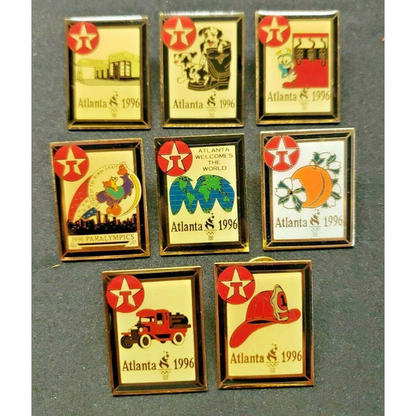 Vitnage Gold Tone Pin 1996 Atlanta Olympics Texaco Pin Complete Set of 8 New