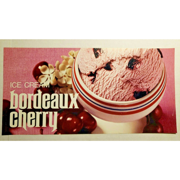 Vintage Ice Cream Parlor Diner Bordeaux Cherry Ice Cream Paper Sign New WS8C