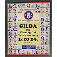 Old Hollywood Movie Film Star Punch Board Gambling Gilda The Flaming Gal Prize