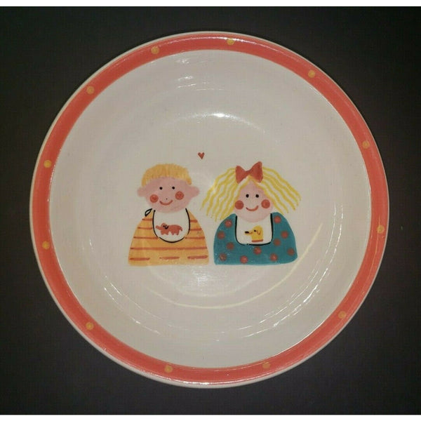 Tatutina Hand painted Ceramic Boy and Girl Family Decorative Colorful 7" Bowl
