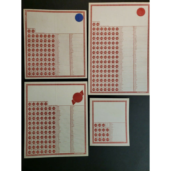 Vintage Blank Gambling Punch Boards Lot of 4: 100,75,65,15 New Old Stock