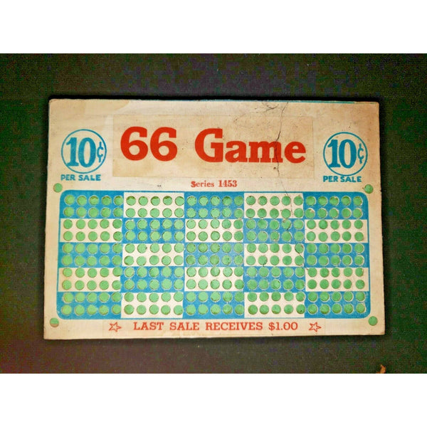 Vintage 66 Game 10 Cent Punch Board Gambling Unused with key New Old Stock