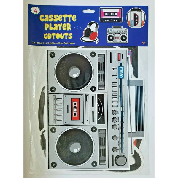 2014 Beistle 1980's Cassette Player Cutouts 12" to 14" 4 Pcs Party Decorations