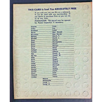 Old Hollywood Movie Film Star Punch Board Gambling Gilda The Flaming Gal Prize