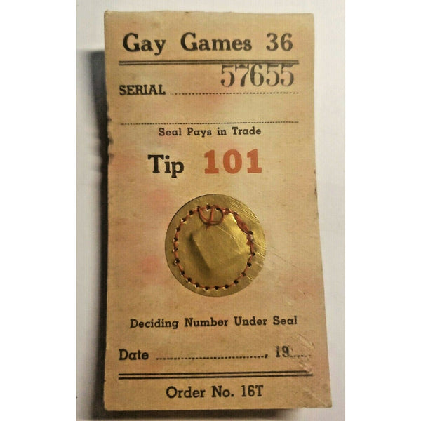 Vinage Gay Games Punch Board Pull Tab Gambling Unused New Old Stock