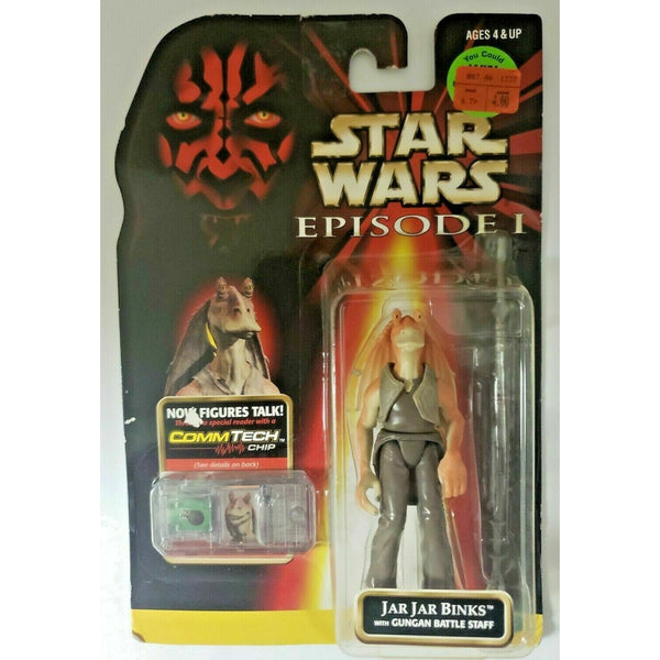 Star Wars Episode I Jar Jar Binks w/Gungan Battle Staff 3.75” Action Figure SW 3
