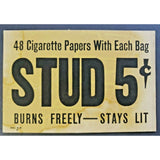 Vintage stud smoking tobacco rolling papers store sign 5 cents display rare
