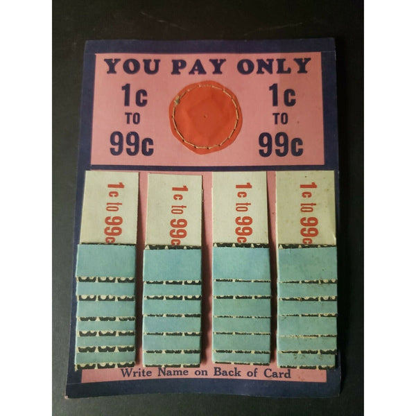 1950 You Pay Only 1 Cent to 99 Cents Punch Board Acme Novelty New Old Stock