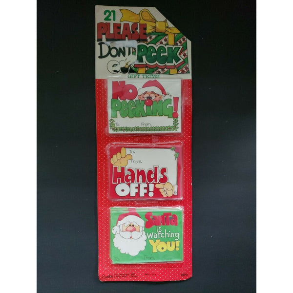 Vintage Eureka Christmas Gift Trims " Please Don't Peek "Tags Rare